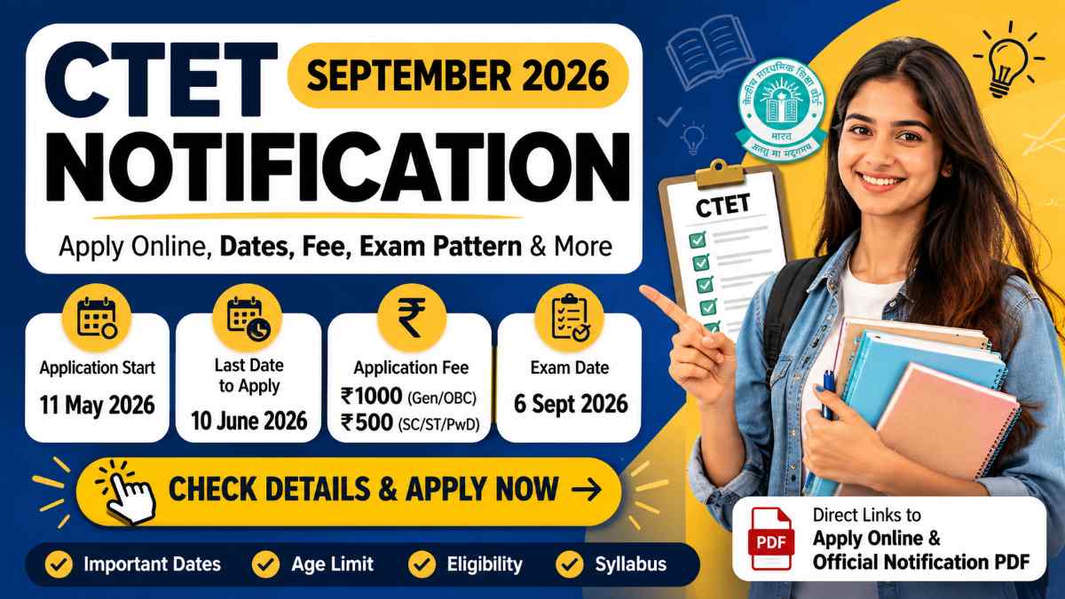 CTET September 2026 Notification, Online Form,