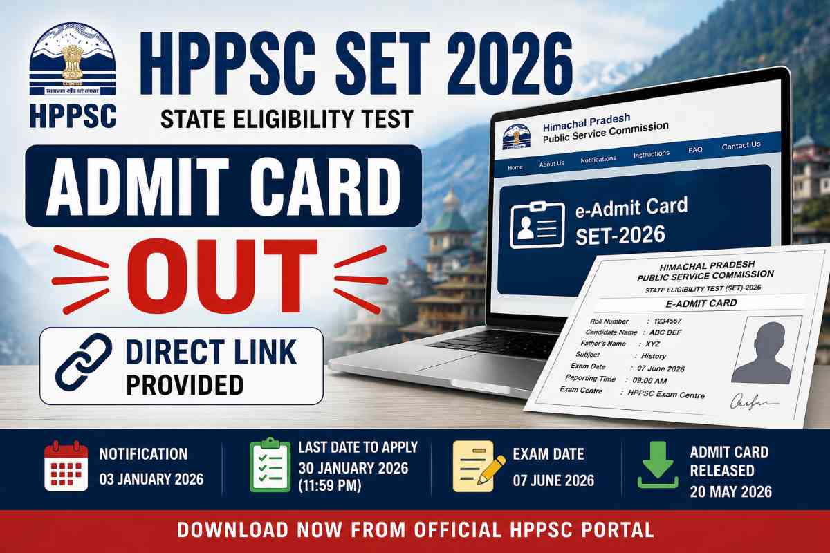HP SET 2026 Admit Card Out official feature image with direct link, exam date 07 June 2026, and HPPSC portal login details.