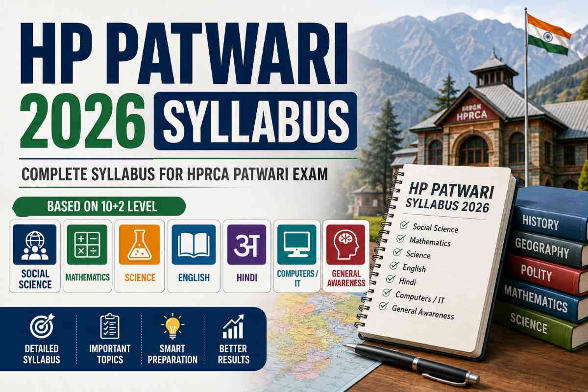 HP Patwari 2026 Syllabus complete subject-wise exam guide with Social Science, Mathematics, Science, English, Hindi, Computers and General Awareness