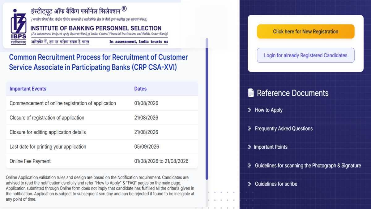 IBPS Clerk 2026 – CRP CSA XVI Official Notification for 11403 Customer Service Associate Posts in Public Sector Banks