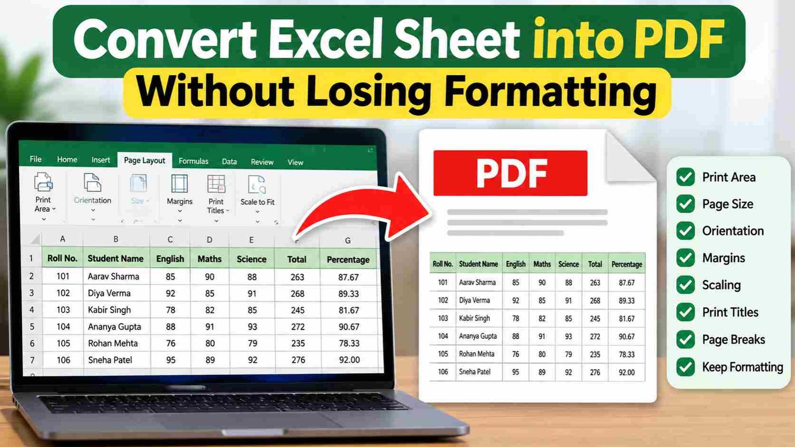 Convert Excel Sheet into PDF without losing formatting