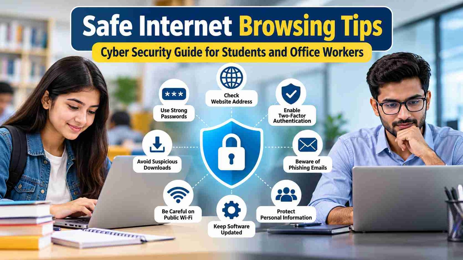 Safe Internet Browsing Tips for students and office workers with cyber security guidance