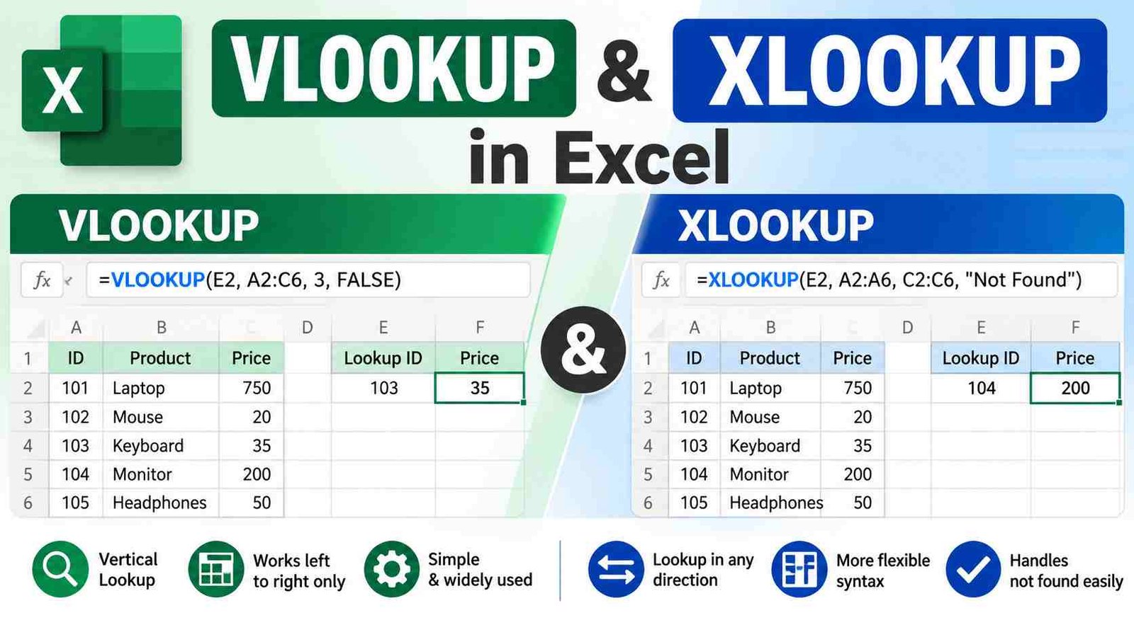 VLOOKUP and XLOOKUP in Excel step-by-step tutorial